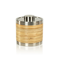 Timaru Rattan & Matt Steel Ice Bucket | Bone & Brass
