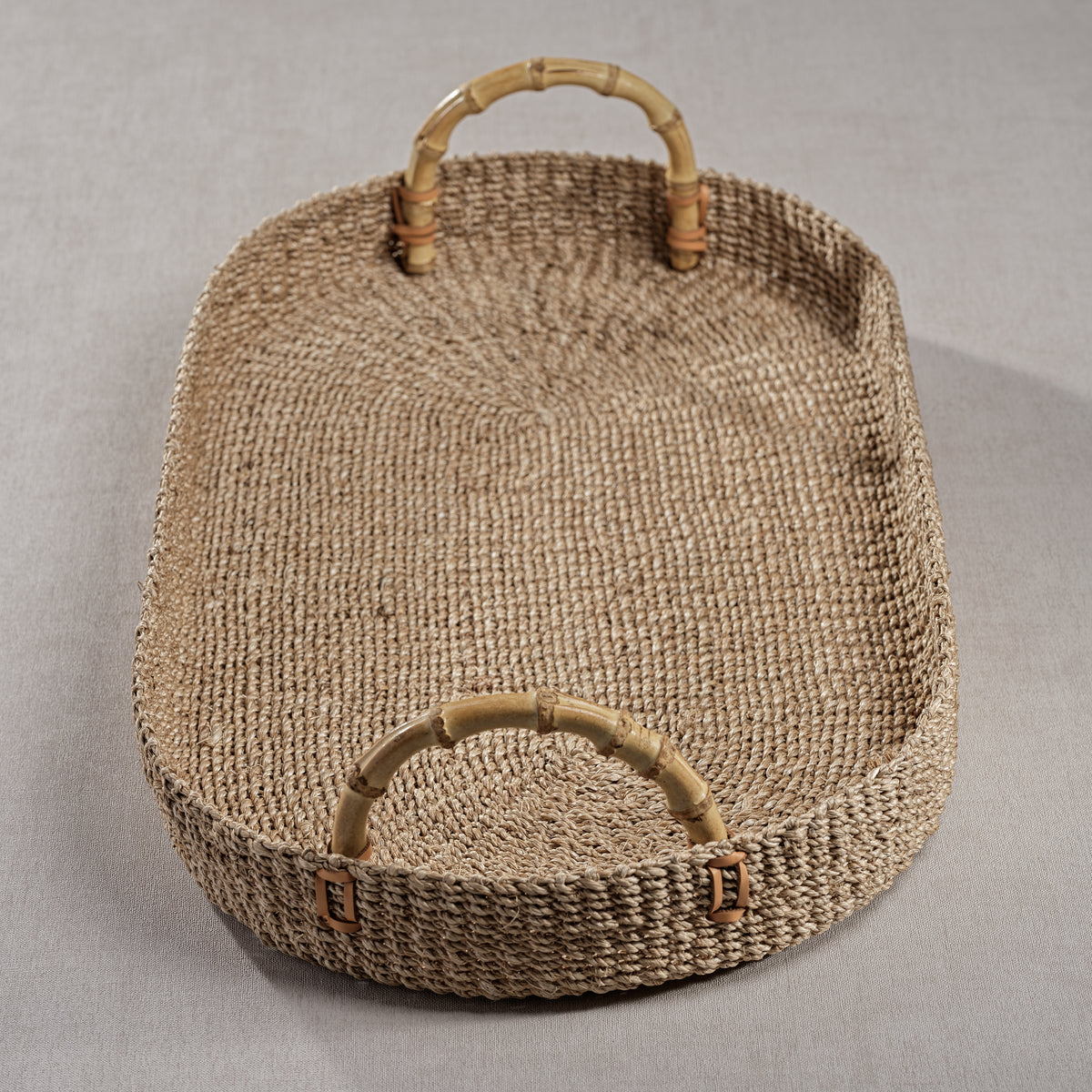 Timor Multipurpose Abaca Tray with Bamboo Handles, Large - Tray Detail | Bone & Brass