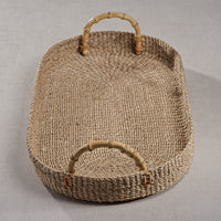 Timor Multipurpose Abaca Tray with Bamboo Handles, Large - Tray Detail | Bone & Brass
