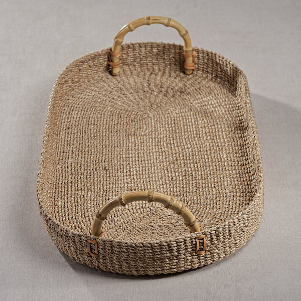 Timor Multipurpose Abaca Tray with Bamboo Handles, Large - Tray Detail | Bone & Brass