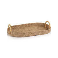 Timor Multipurpose Abaca Tray with Bamboo Handles, Large | Bone & Brass
