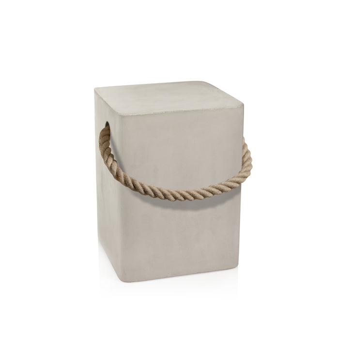 Tiziano Concrete Stool with Rope Handle | Bone & Brass