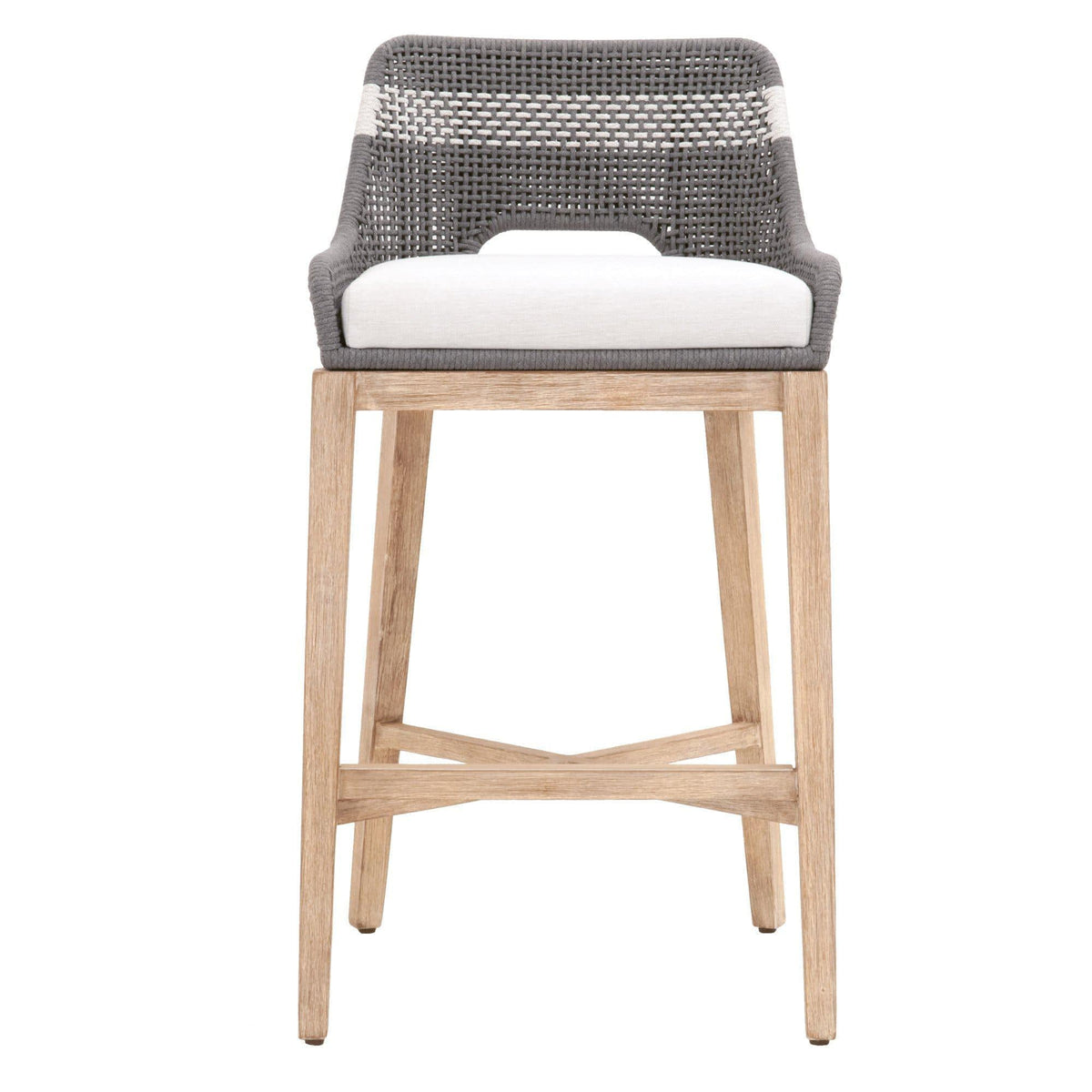 Tootsie Gray Rope Barstool - Stool Side View | Bone & Brass