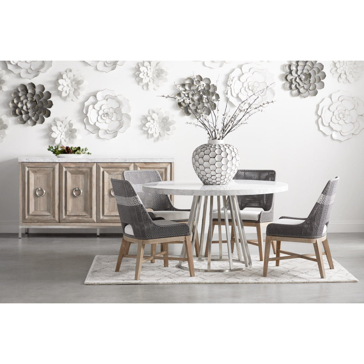 Tootsie Gray Rope Dining Chair, Set 2 - Chair Side View | Bone & Brass