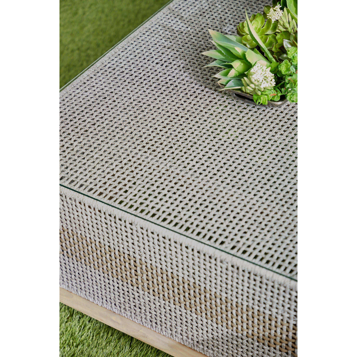 Tootsie Taupe & White Outdoor Coffee Table - Table Side View | Bone & Brass