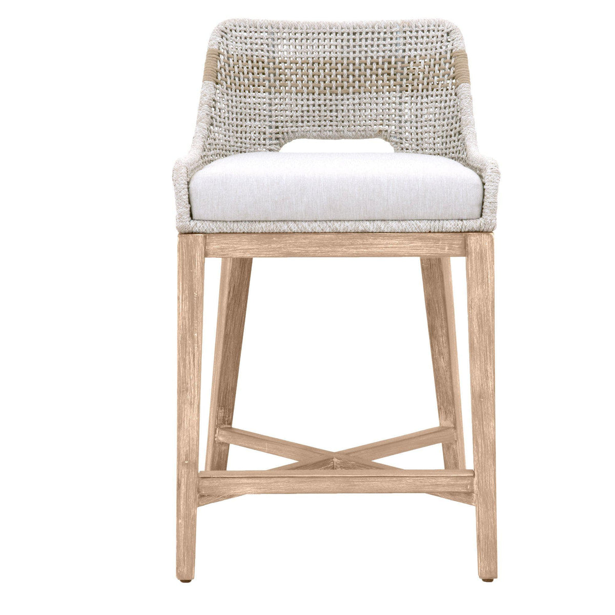 Tootsie Taupe & White Rope Counter Stool - Stool Side View | Bone & Brass