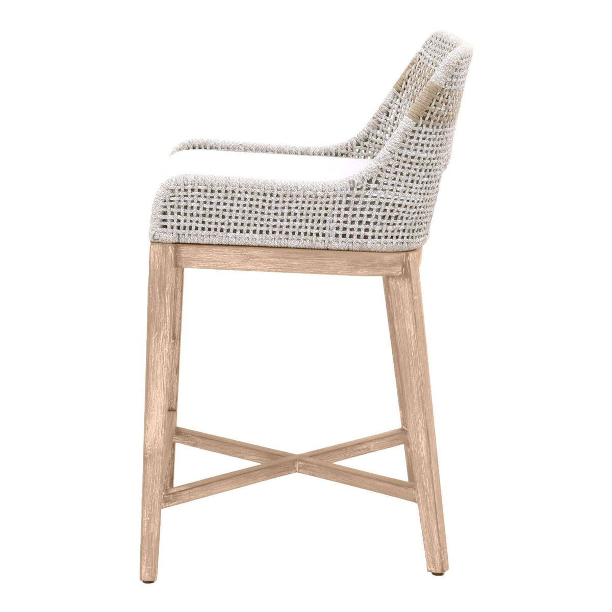 Tootsie Taupe & White Rope Counter Stool - Stool Detail | Bone & Brass