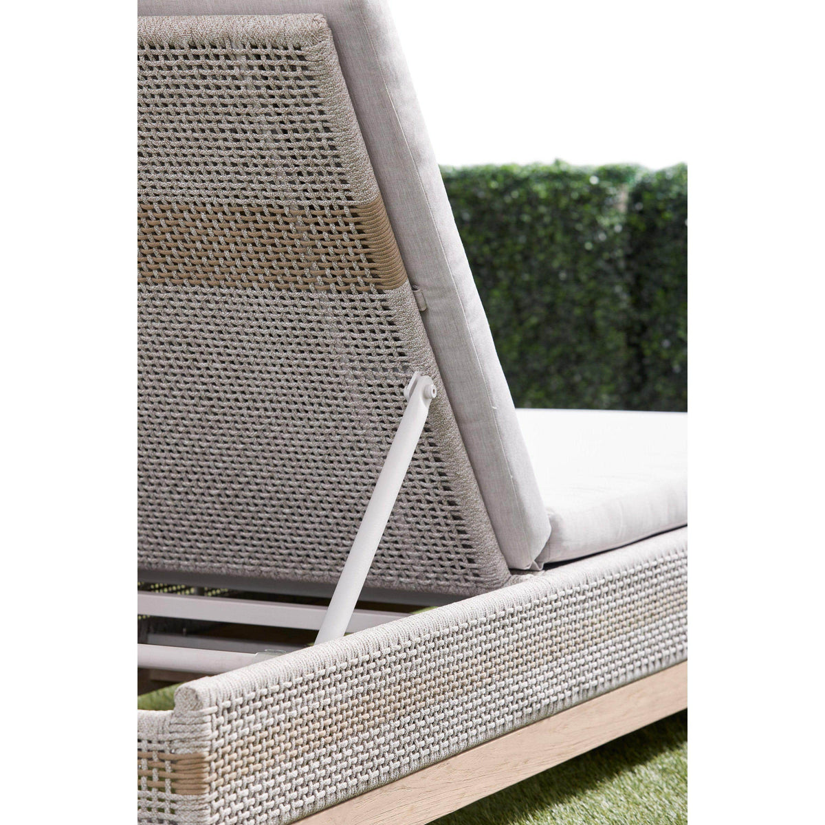 Tootsie Taupe & White Rope Outdoor Chaise Lounge - Side View | Bone & Brass