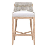 Tootsie White & Taupe Rope Barstool - Stool Side View | Bone & Brass
