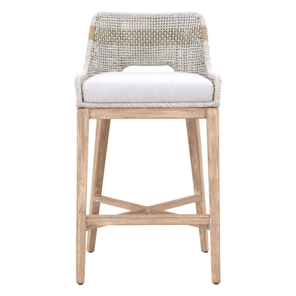 Tootsie White & Taupe Rope Barstool - Stool Side View | Bone & Brass