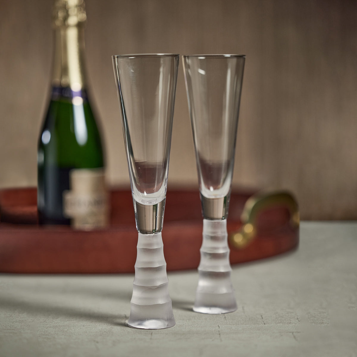 Torrance Bamboo Stem Champagne Flutes, Set 4 - Glass Detail | Bone & Brass