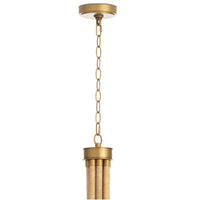 Treble Chandelier with polished brass hardware and bamboo-wrapped bent arms, featuring a coastal-inspired design.