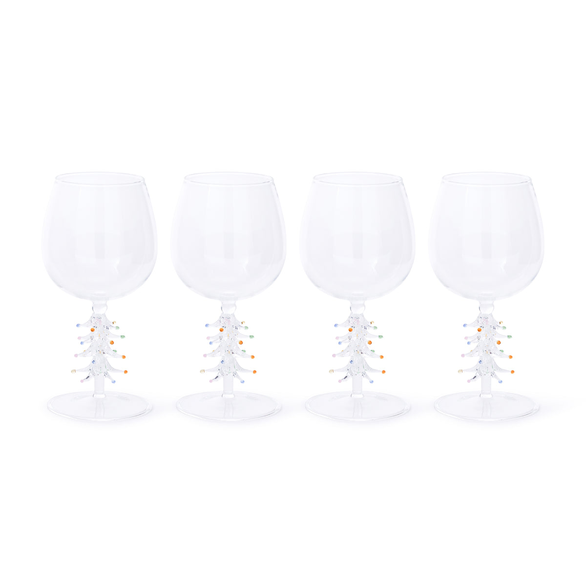 Treetop Cheers Wine Glasses - Holiday Stemware, Set of 4 - Glass Detail | Bone & Brass
