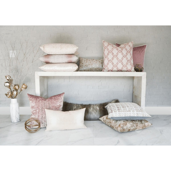 Trellis Velvet Blush Throw Pillow - Pillow Detail | Bone & Brass