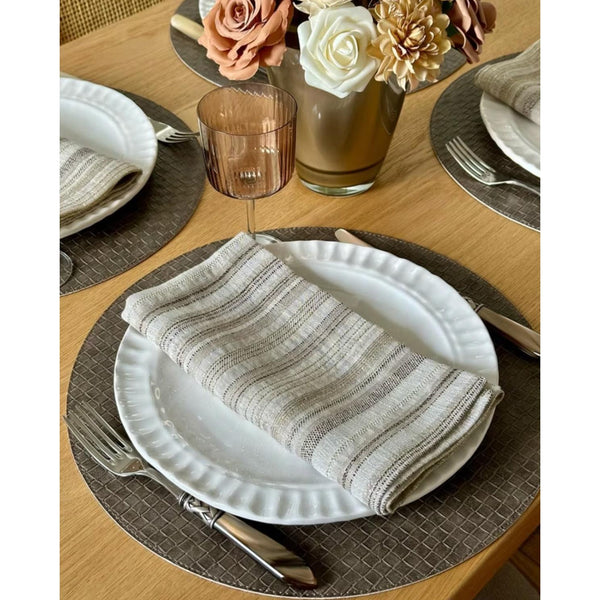 Tresse Round Placemats, Set 4 - Placemat Detail | Bone & Brass