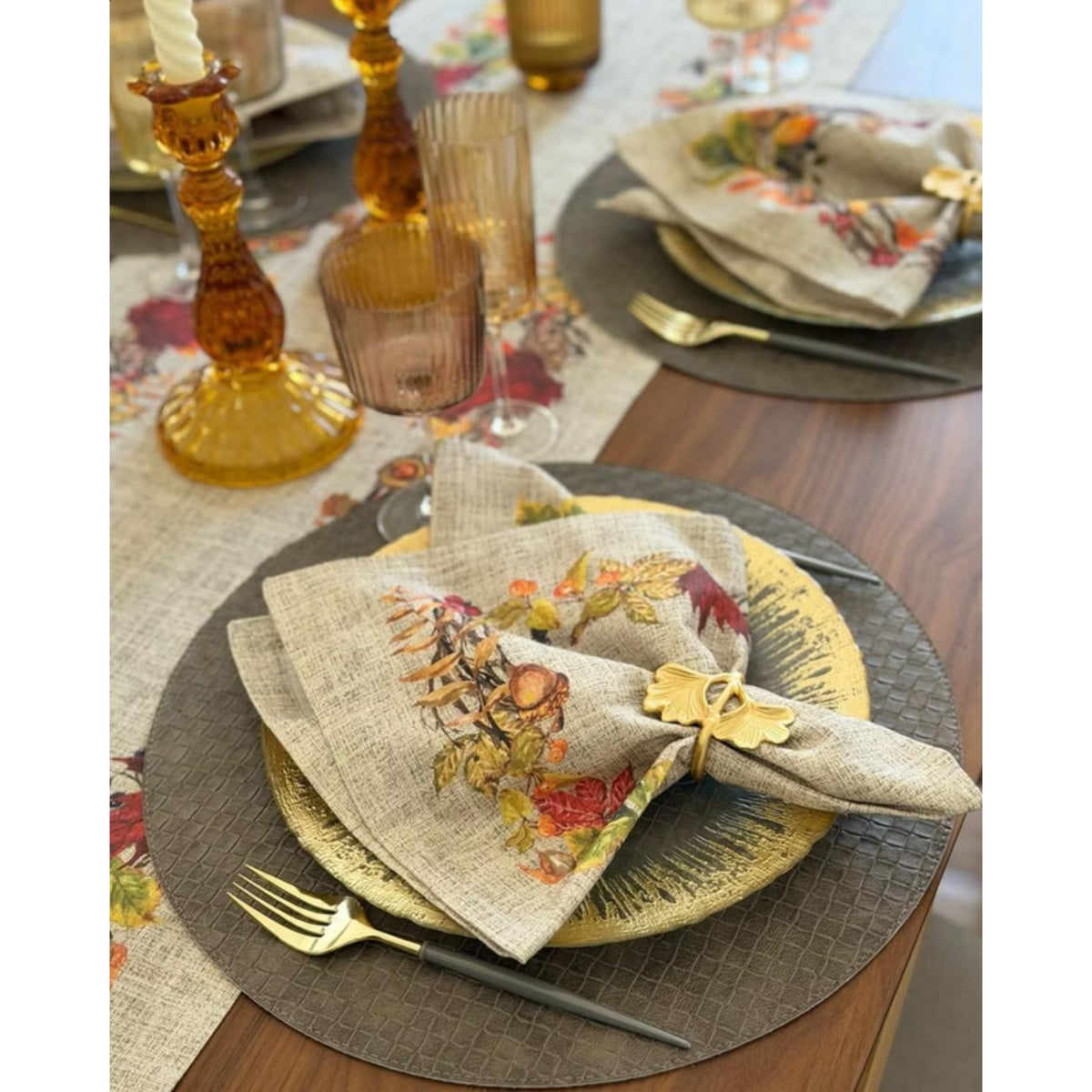 Tresse Round Placemats, Set 4 - Placemat Side View | Bone & Brass