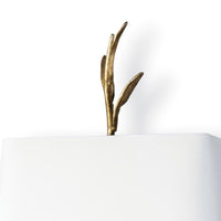 Trillium Shaded Sconce with antique gold leaf branches and a natural linen shade.