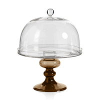Tropeza Taupe Glass Dome Cake Stand | Bone & Brass