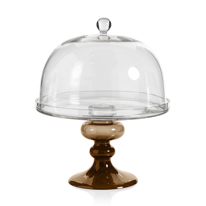 Tropeza Taupe Glass Dome Cake Stand | Bone & Brass