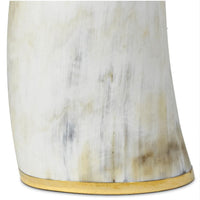 Large Troy Horn Vase with matte, natural horn body and a polished brass accent base.