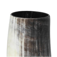 Small Troy Horn Vase with matte black, brown, and white horn body and natural brass accent.