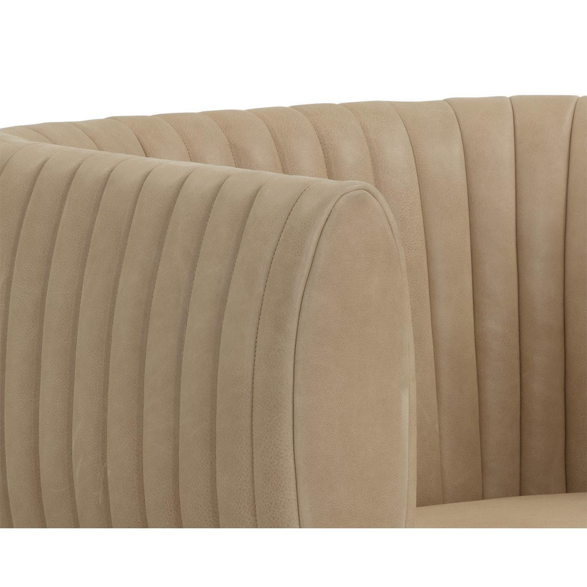 Tryor Sahara Sand Leather Lounge Chair - Chair Side View | Bone & Brass