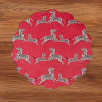 VIDA Cheetah and Zebra Reversible Round Placemats Set of 4 - Placemat Texture Detail | Bone & Brass