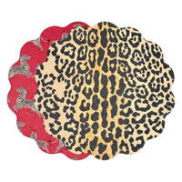 VIDA Cheetah and Zebra Reversible Round Placemats Set of 4 | Bone & Brass