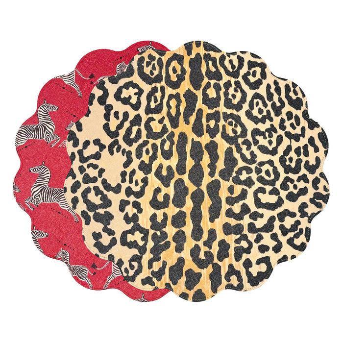 VIDA Cheetah and Zebra Reversible Round Placemats Set of 4 | Bone & Brass