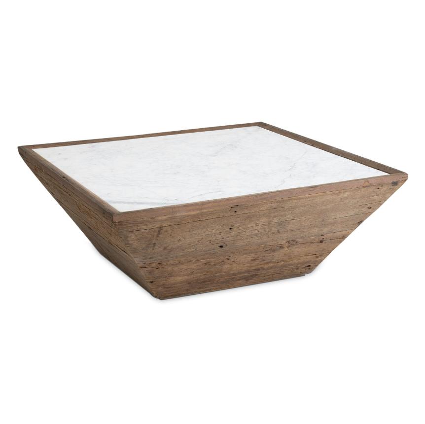 Vale Wood & Marble Square Coffee Table | Bone & Brass