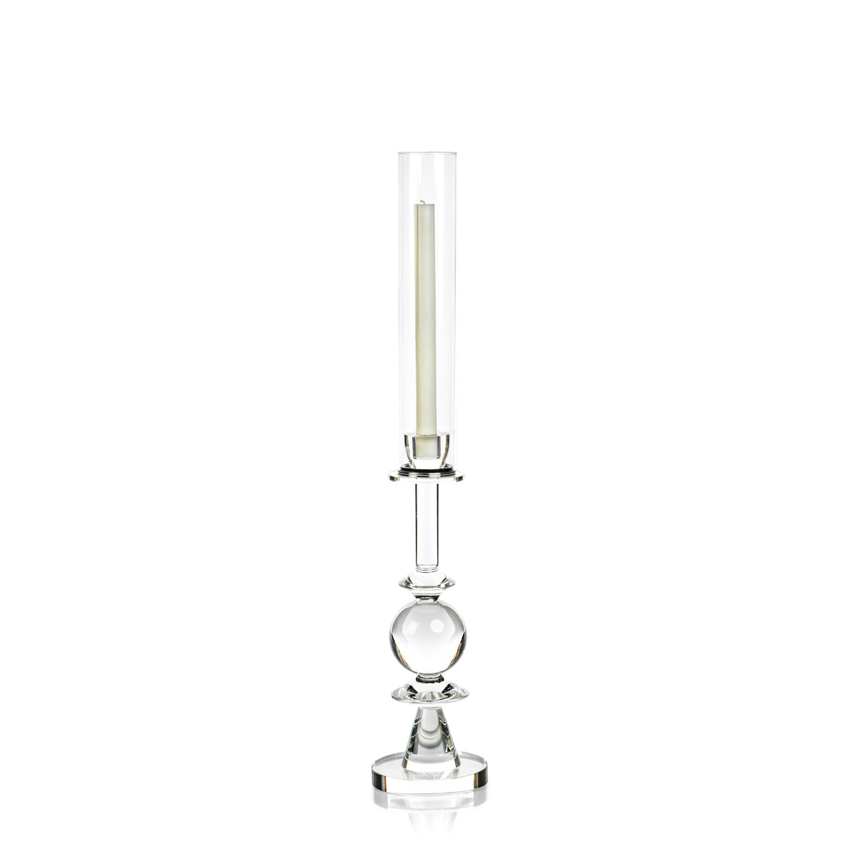 Valentina Medium Crystal Glass Candle Holder | Bone & Brass