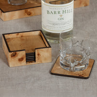 Valerie Burl Square Coasters Holder, Set 6 - Coaster Detail | Bone & Brass