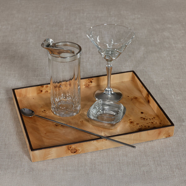Valerie Burl Veneer All-Purpose Decorative Tray - Tray Detail | Bone & Brass
