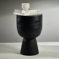 Vendas Black Mango Wood Accent Table - Table Side View | Bone & Brass