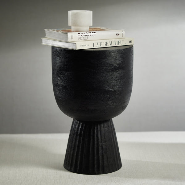 Vendas Black Mango Wood Accent Table - Table Side View | Bone & Brass