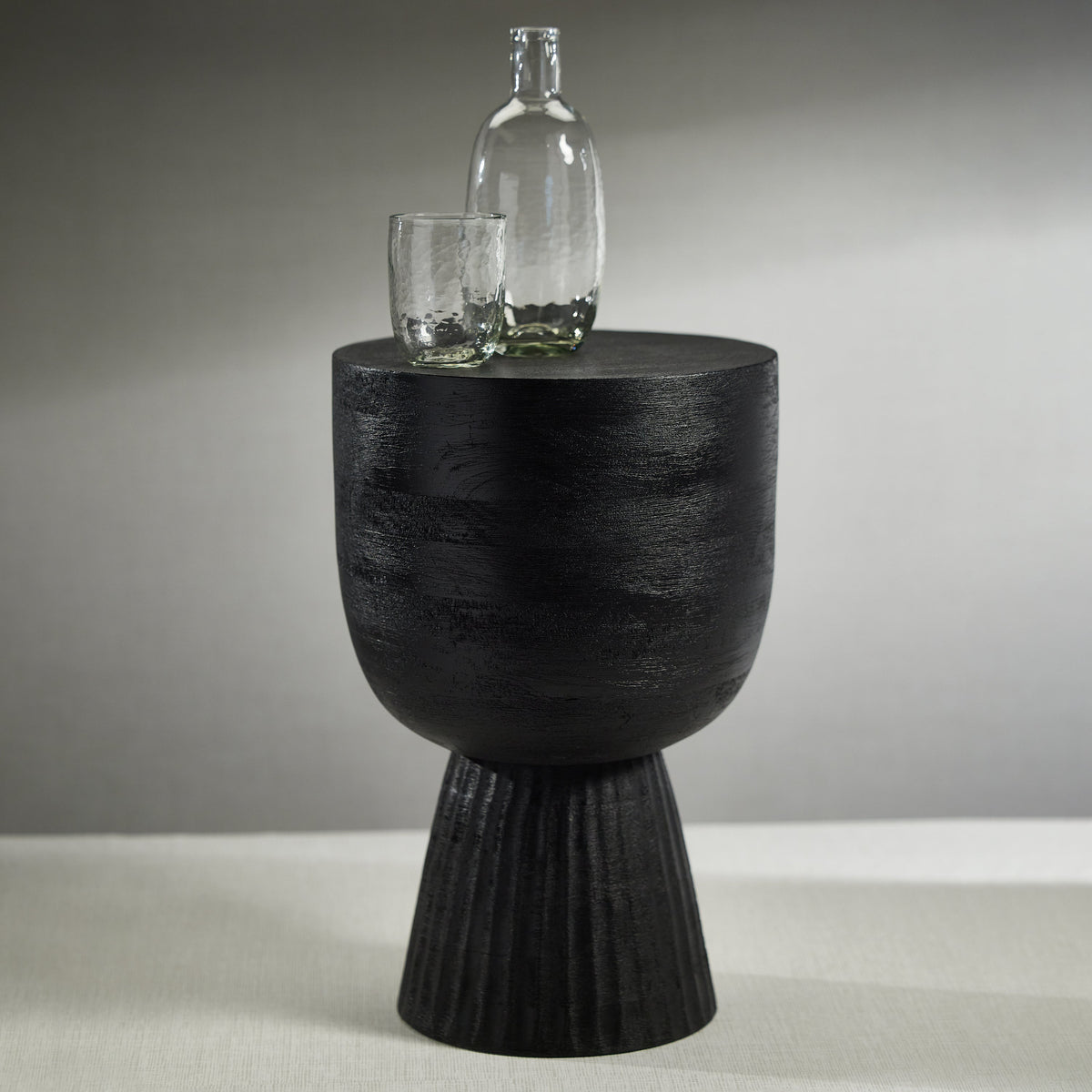 Vendas Black Mango Wood Accent Table - Table Top View | Bone & Brass
