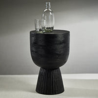 Vendas Black Mango Wood Accent Table - Table Top View | Bone & Brass