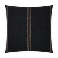 Vendella Black Stripe 24" square decorative pillow with a textured black fabric and a central beige stripe.