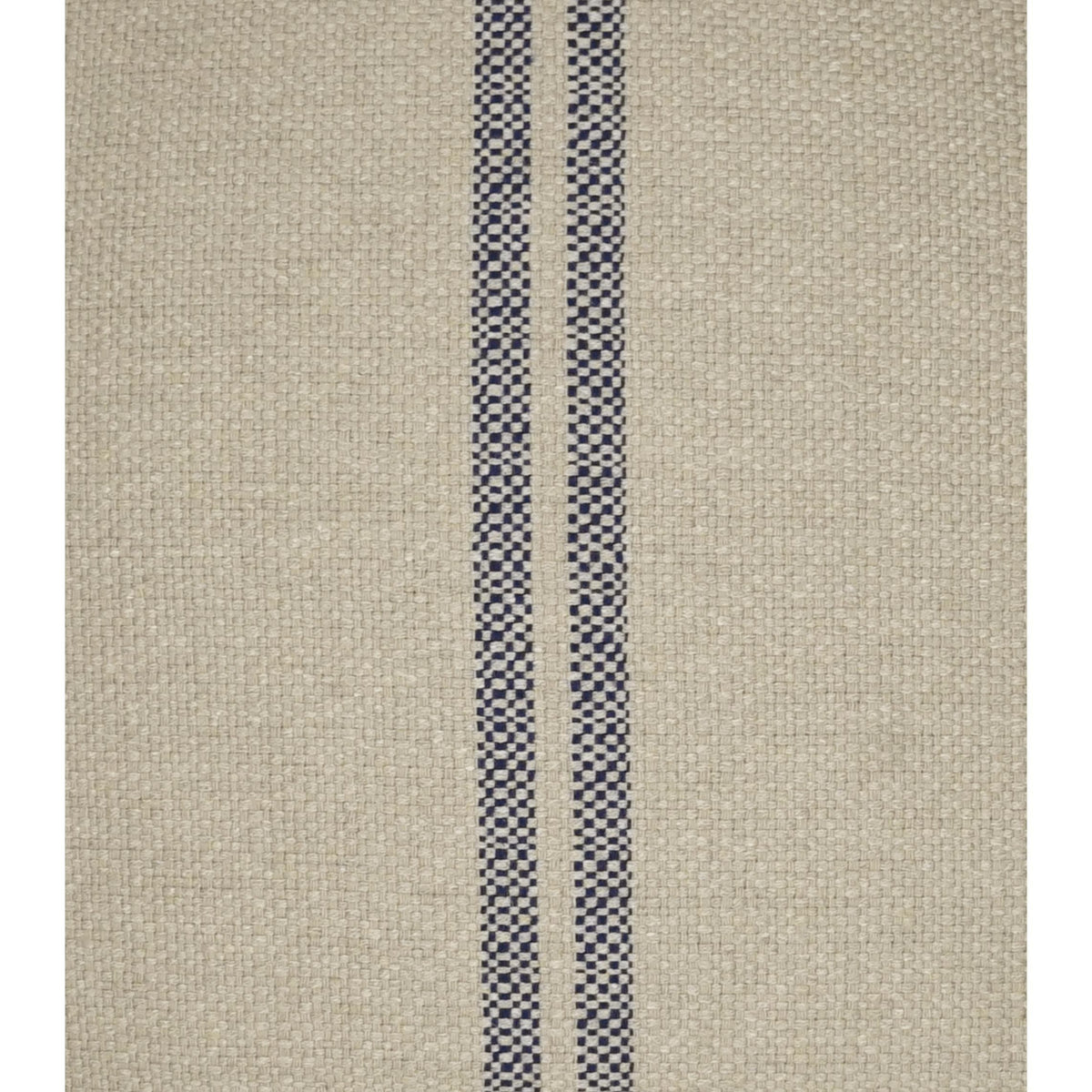 Vendella Jute & Navy Stripe Decorative Pillow, 24x24, with woven texture and two vertical navy stripes.