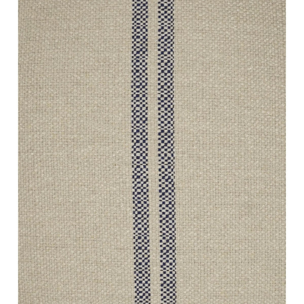 Vendella Jute & Navy Stripe Decorative Pillow, 24x24, with woven texture and two vertical navy stripes.