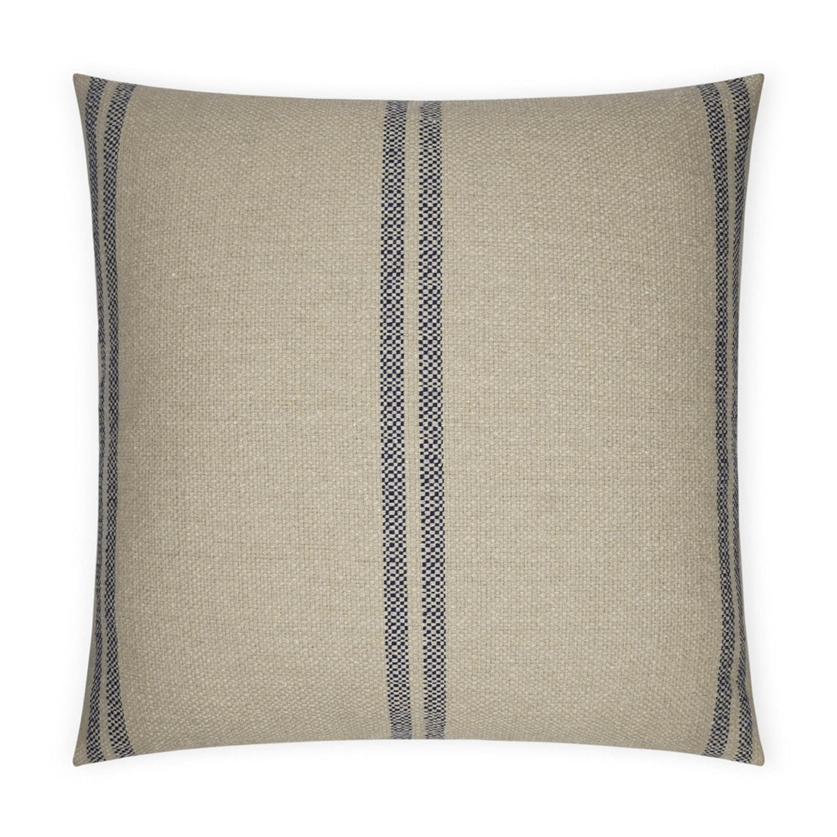 Vendella Jute & Navy Stripe 24" decorative pillow with a tailored finish and feather down insert.