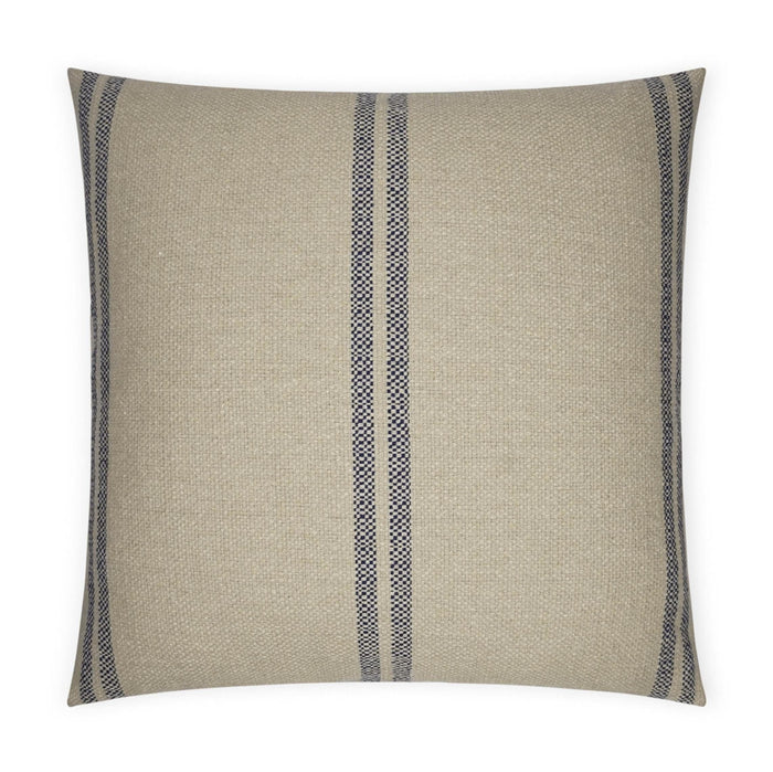 Vendella Jute & Navy Stripe 24" decorative pillow with a tailored finish and feather down insert.