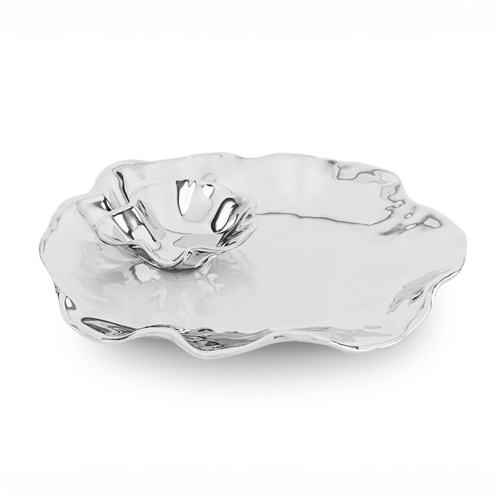 Vento Silver Bergamo Chip & Dip Set | Bone & Brass