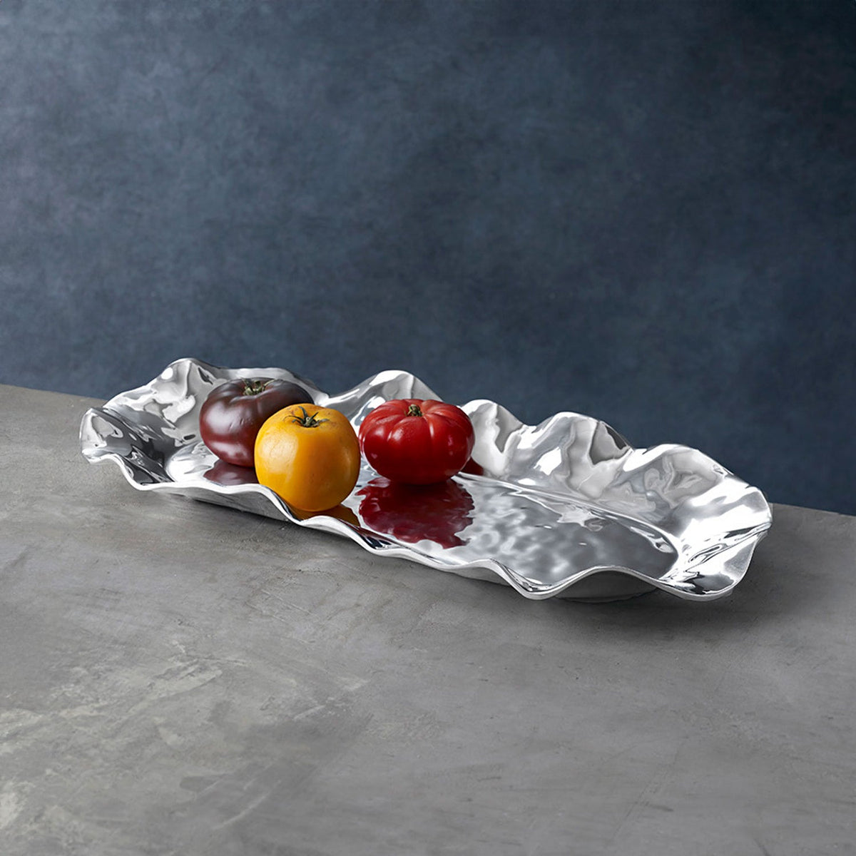Vento Silver Long Oval Decorative Serving Tray - Tray Detail | Bone & Brass