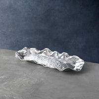 Vento Silver Long Oval Decorative Serving Tray - Tray Top View | Bone & Brass