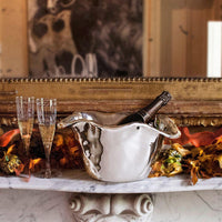 Vento Silver Scalloped Ice Bucket - Ice Bucket Handle Detail | Bone & Brass