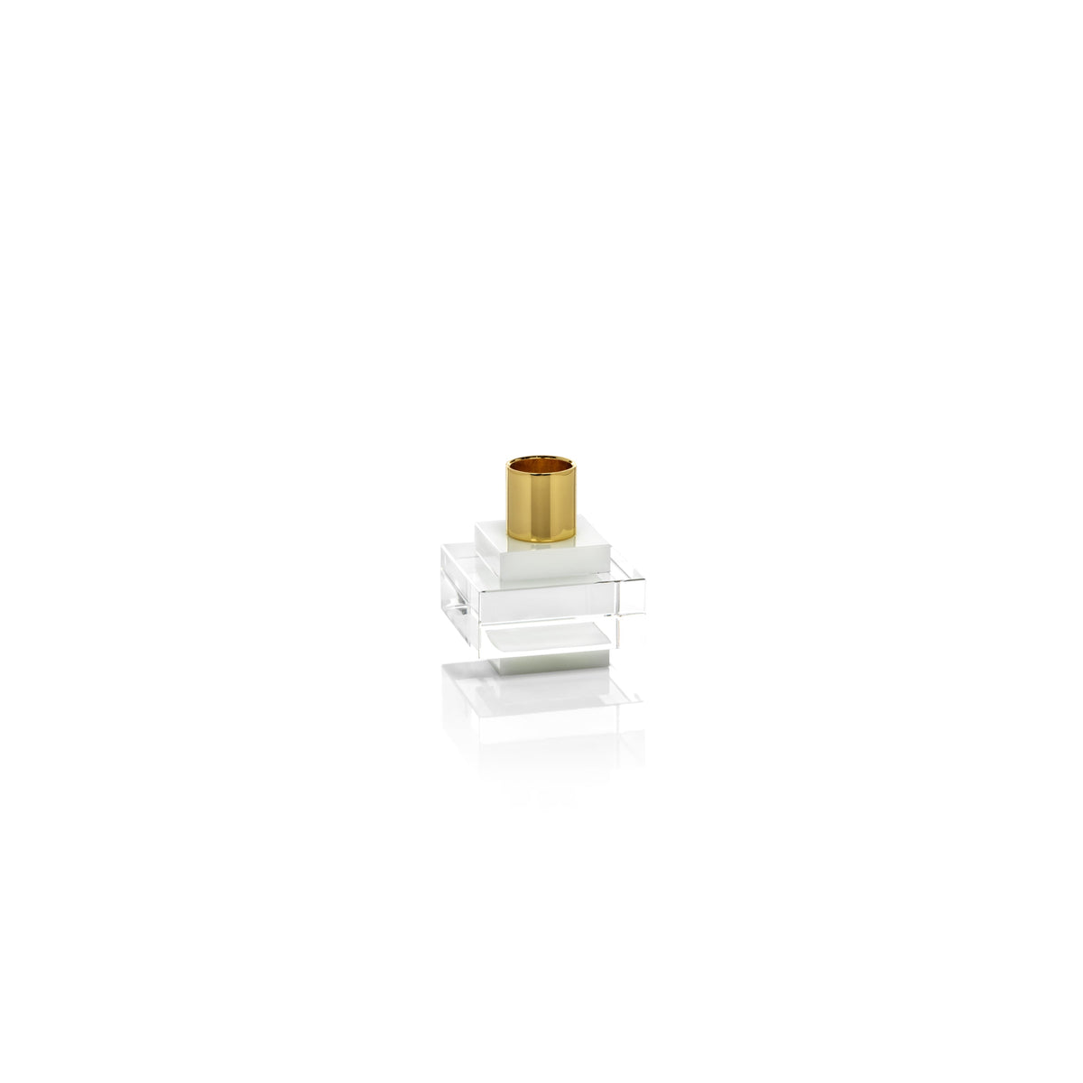 Verona Square Crystal Candle Holder | Bone & Brass