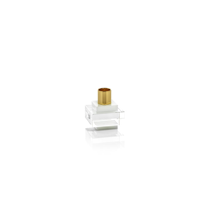 Verona Square Crystal Candle Holder | Bone & Brass