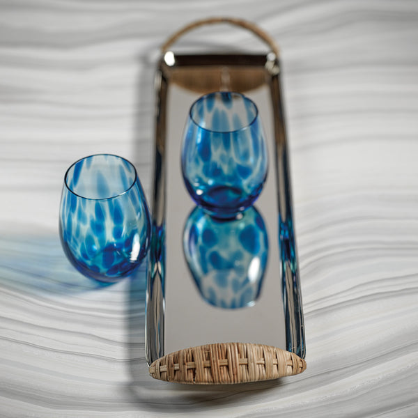 Verona Stainless Steel Tray Rattan Handles - Tray Detail | Bone & Brass