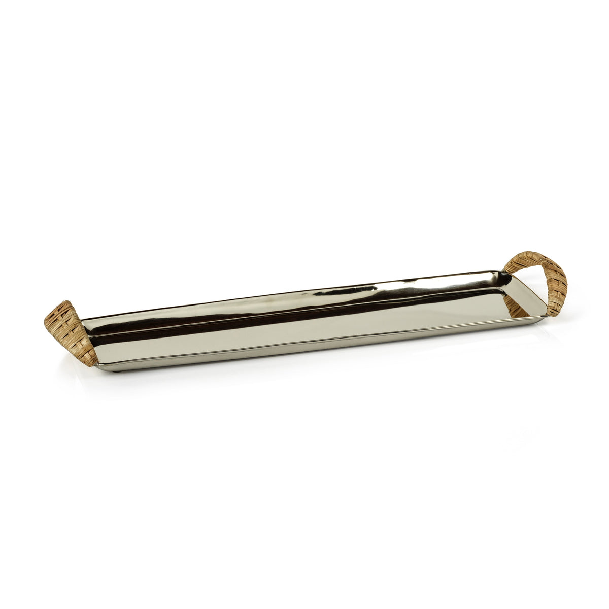 Verona Stainless Steel Tray Rattan Handles | Bone & Brass